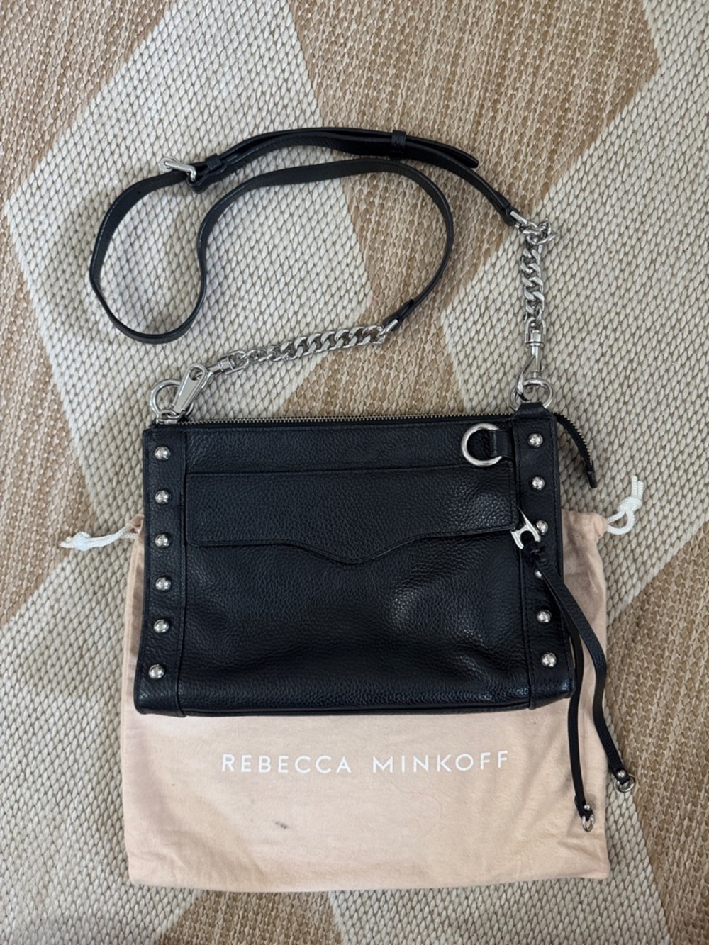 Rebecca Minkoff Black Pebbled Leather Studded Crossbody